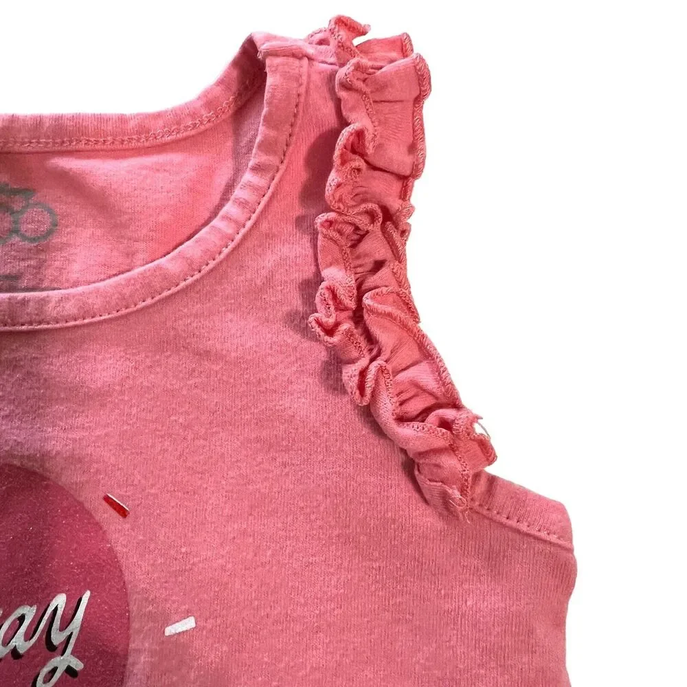 Disney 100‎ Toddler Pink Ruffle Tank Top Minnie Mouse 3T Celebrate Balloon